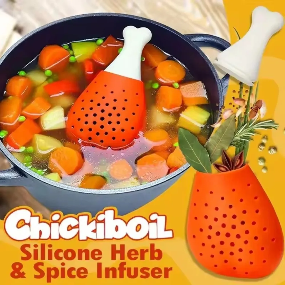 Creative Chicken Leg Spice Filter Reusable Food Grade Seasoning Pack Soup Filter Silicone Easy Clean Soup Making Filter