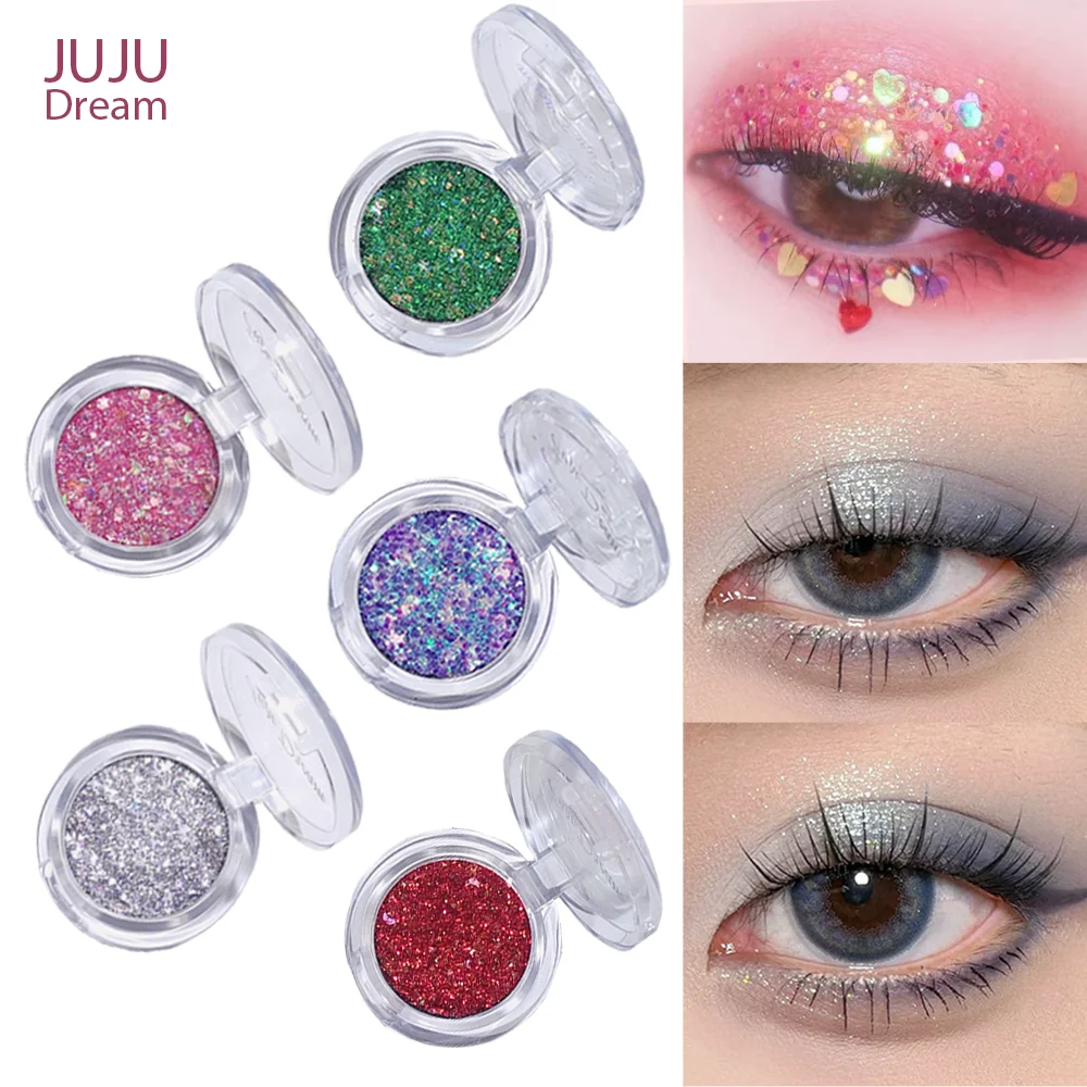 Paleta de sombras de ojos con purpurina y lentejuelas monocromáticas: fórmula resistente al agua y a las manchas con brillo metálico, champú vegano y metálico