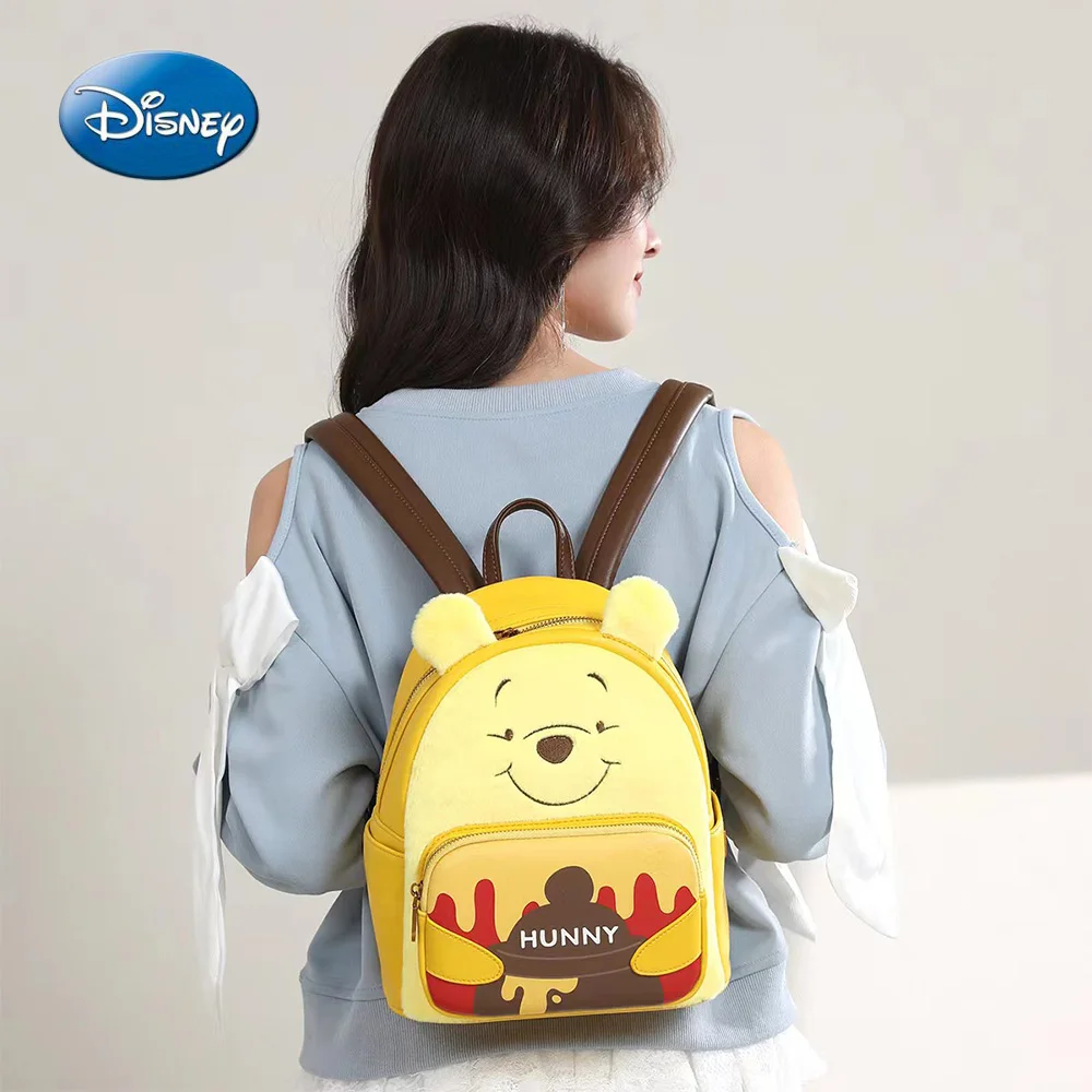 1PC Disney Officially Licensed Winnie The Pooh Cartoon Shoulder Bag Fashionable Exquisite Large Capacity Party Backpack