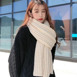 Knitted Scarf Winter Versatile Knitted Solid Color Scarf Japanese Fashion Scarf