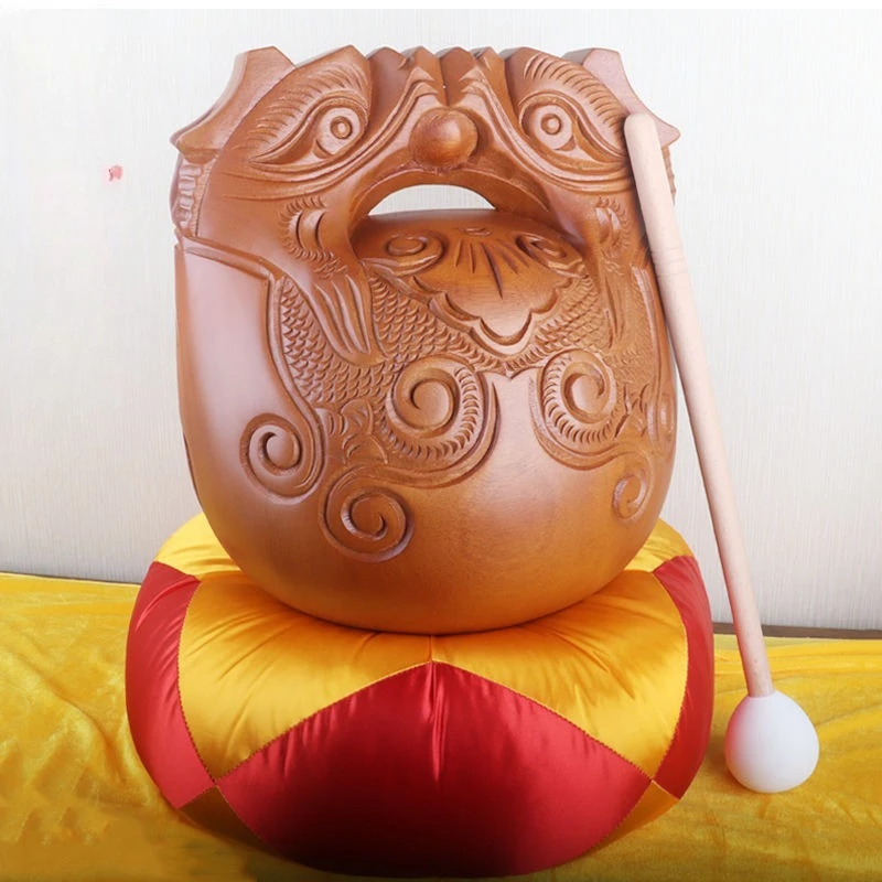 Wooden Fish Dharma Artifact, Solid Wood Big Wooden Fish Meditation Temple Dharma Artifact Wooden Fish Old-fashioned Larg