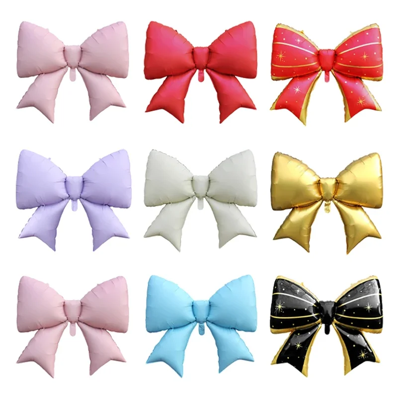 Large Bow Foil Balloons White Blue Pink Red Gold Bowtie Balloon Gender Reveal Birthday Party Decorations