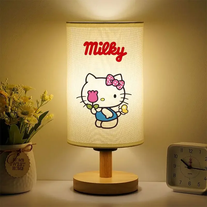 

Miniso Sanrio Hello Kittys Kuromi Mymelody Desk Lamp Led Bedroom Study Cartoon Solid Wood Night Light Children Reading Lamp Lear
