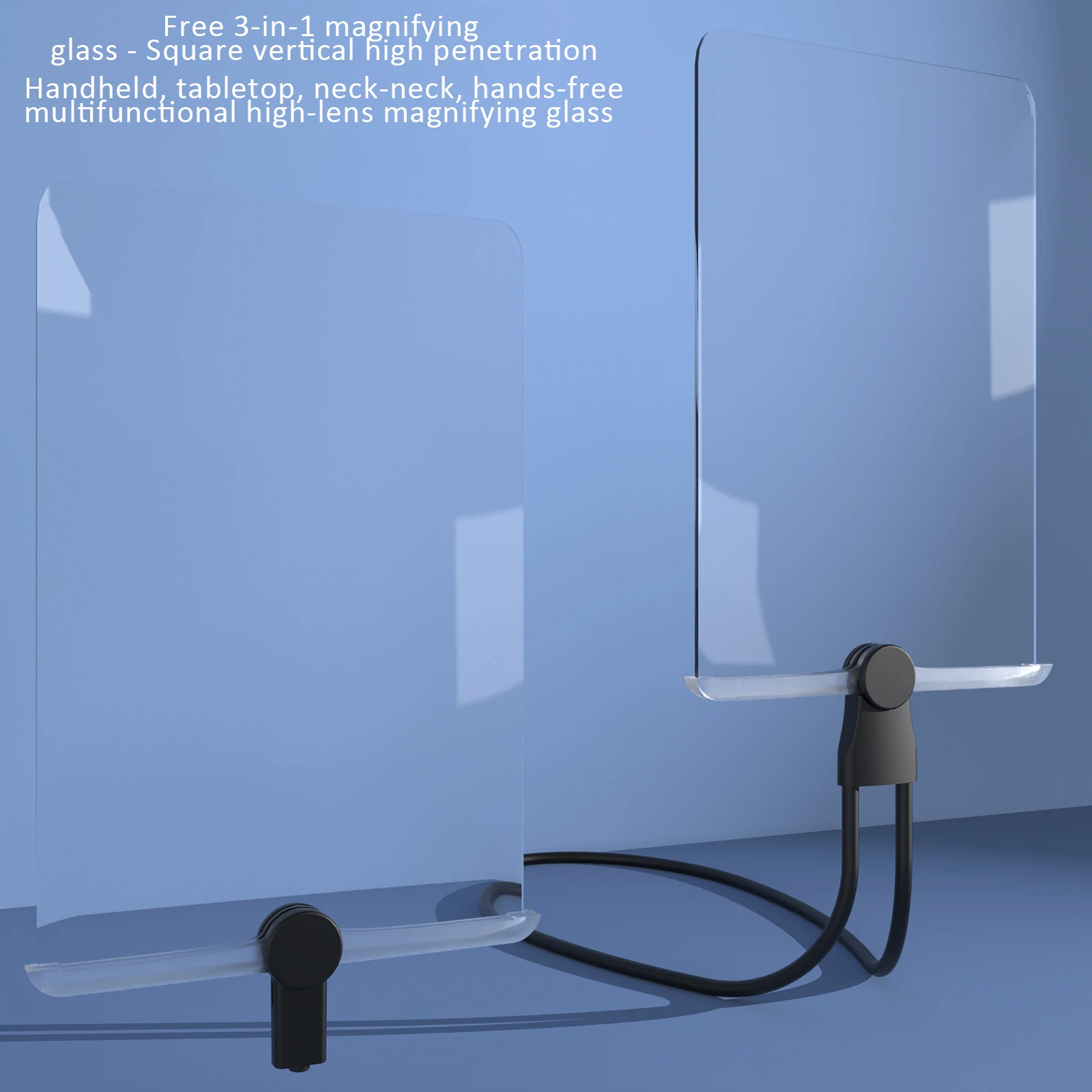 حر اليدين 5x صفحة المكبر الكبيرة صفحة كاملة الزجاج القراءة المعونة عدسة التكبير المحمولة الرقبة ارتداء التكبير للقراءة