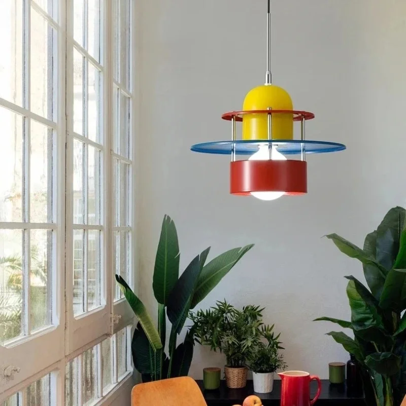 Colorful Modern LED Pendant Light Bauhaus Style Hanging Lamp Creative Multi-Color Chandelier for Kitchen Island Dining Room