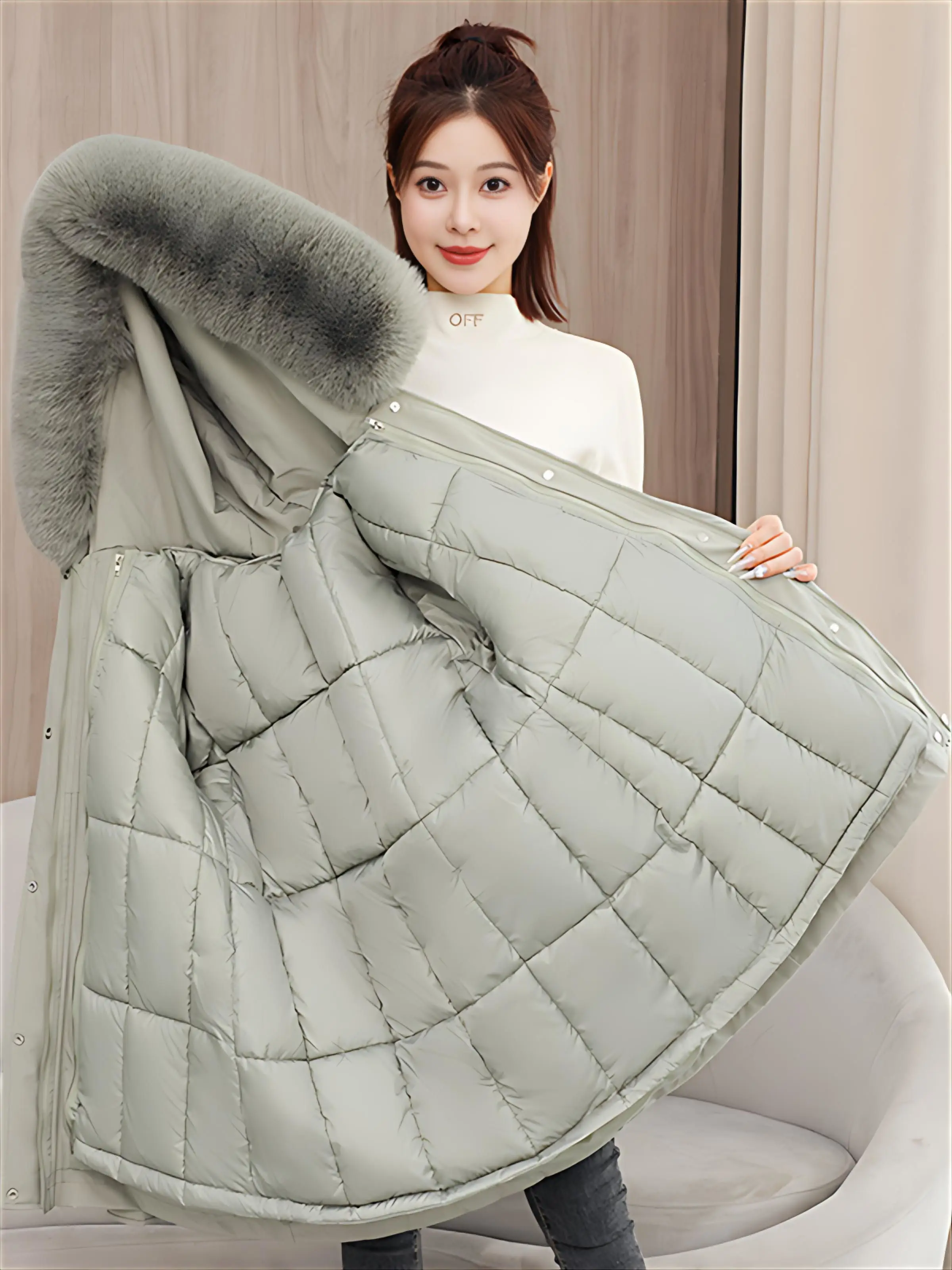 

Модные женские осенние парки с мехом, приталенные, на молнии, универсальные, однотонные, с боковыми пуговицами, утепленные, с элементами комбинированной отделки, ветрозащитные, с пряжками