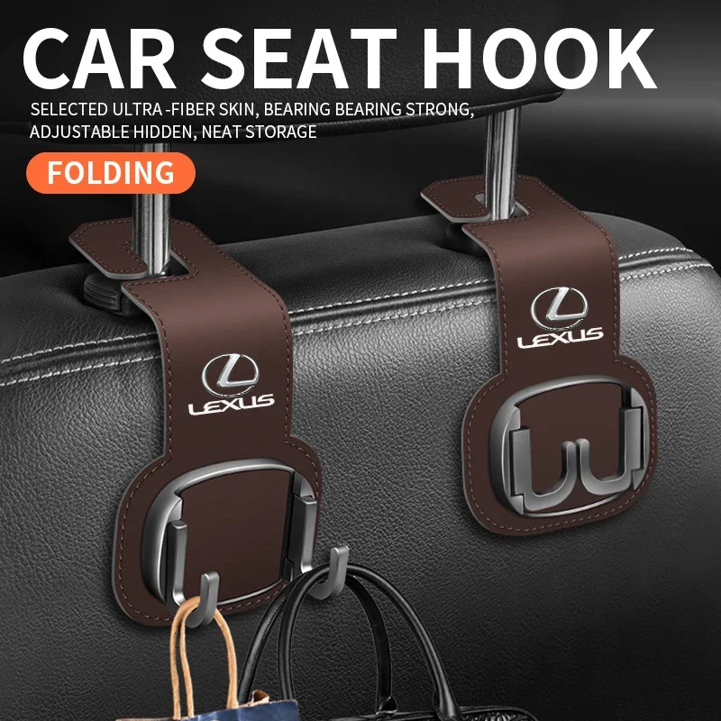 Car Headrest Hook Premium Suede Rear Seat Hanging Dual Hook For Lexus GX470 CT200H IS300H IS200 IS250 RX350 RX NX200 GS430 RX300