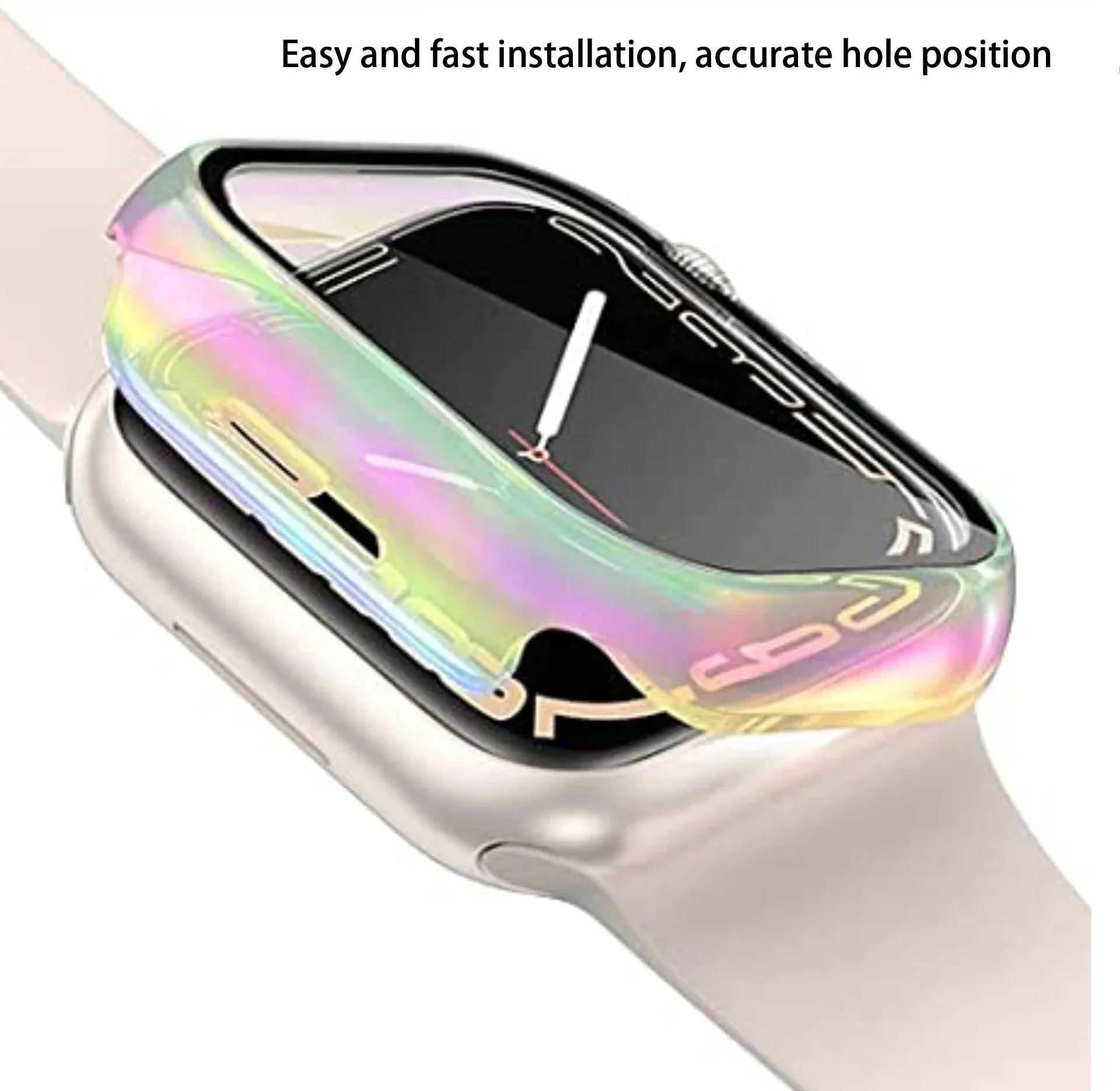 PC Colorful Watch Case Built-in Tempered Glass for Apple Watch 45 40mm 44mm 41mm IWatch Series 9 8 7 6 SE 5 Coverage Cover Shell