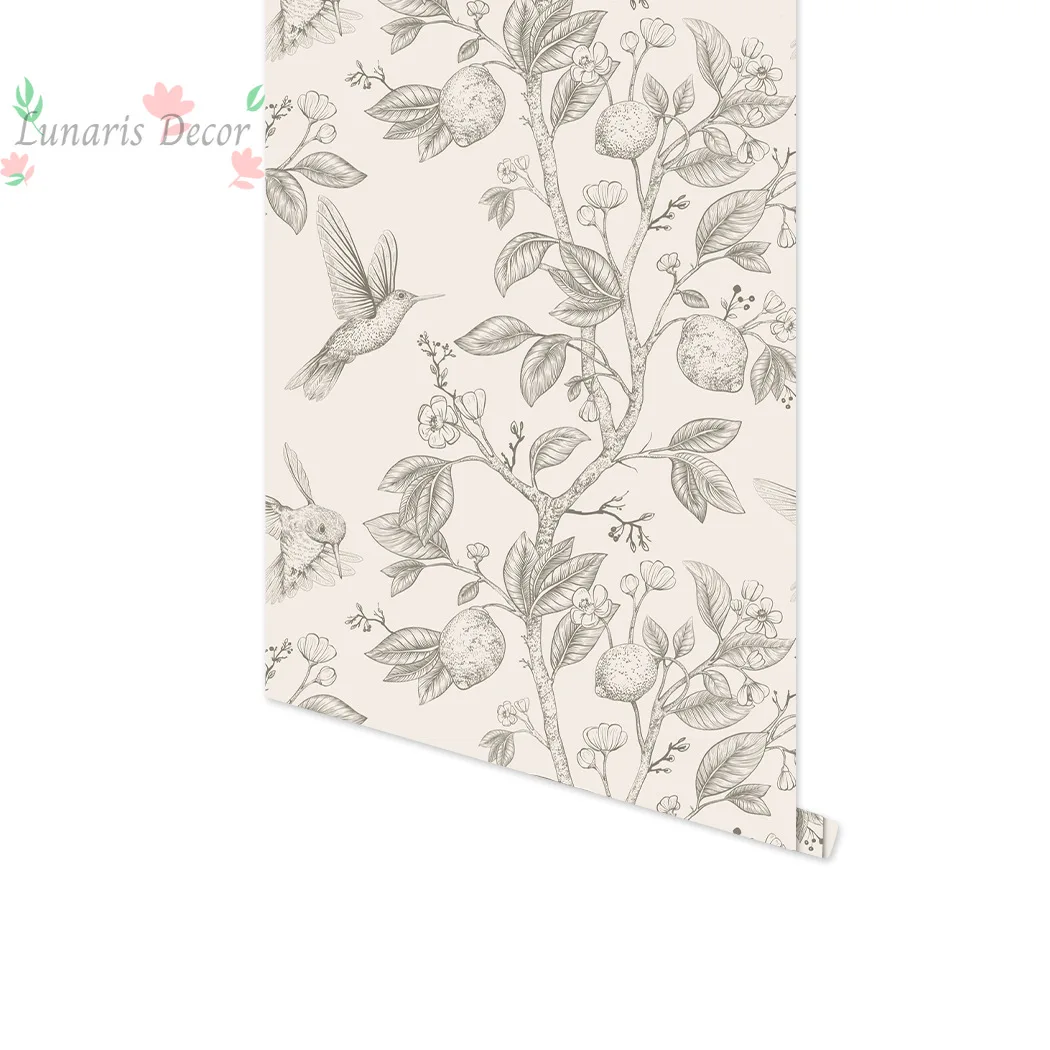Self-adhesive wallpaper - floral, bird, and greenery design - living room background renovation - roll wallpaper - view 5