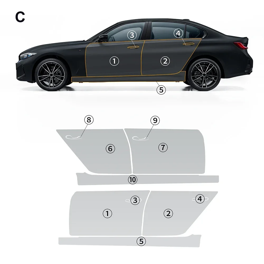8.5Mil TPU Bumper Door Paint Protection Film For BMW 3 Series G20 2023 Pre-cut PPF Kit Clear Bra Car Body Anti-Scratch Resistant