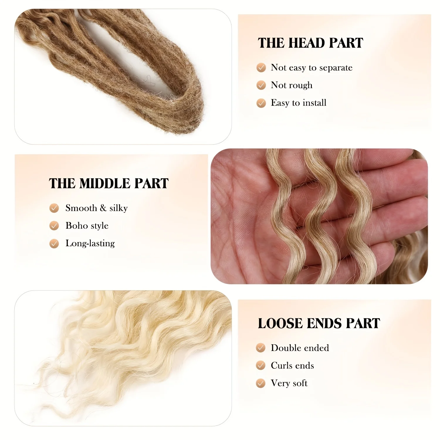 여성용 크로셰 드레드락 익스텐션, 합성 섬유, 10개, 24인치 접이식 ~ 48인치 더블 엔드, 모든 사람에게 적합