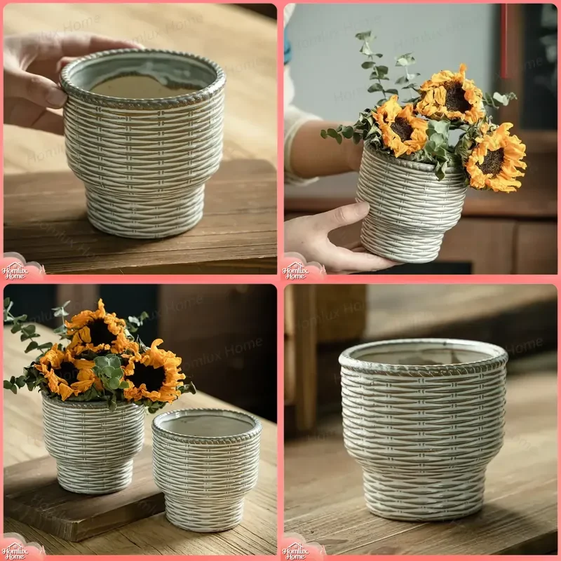 Vintage Ceramic Flower Inserts for Foyer Decor Home Ornaments Flower Pots Living Room Decor Garden Accessories Indoor Outdoor