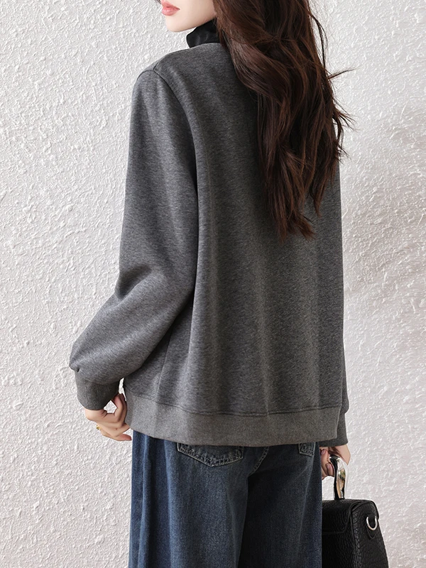 Sweat-shirt tendance pour femmes, ample, décontracté, couche de Base, haut Faion, amincissant, fermeture éclair, automne hiver, confortable, Long, Sve