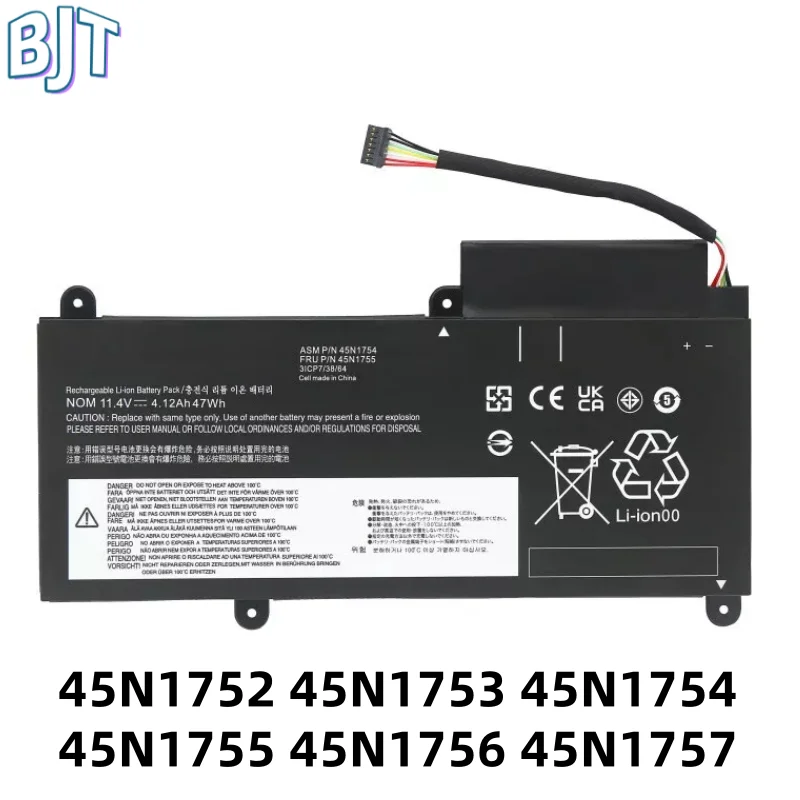 11.4V 47Wh New 45N1754 45N1755 Laptop Battery For Lenovo ThinkPad E450 E450C E460 E460C E455 E465 E465C 45N1752 45N1753 45N1756