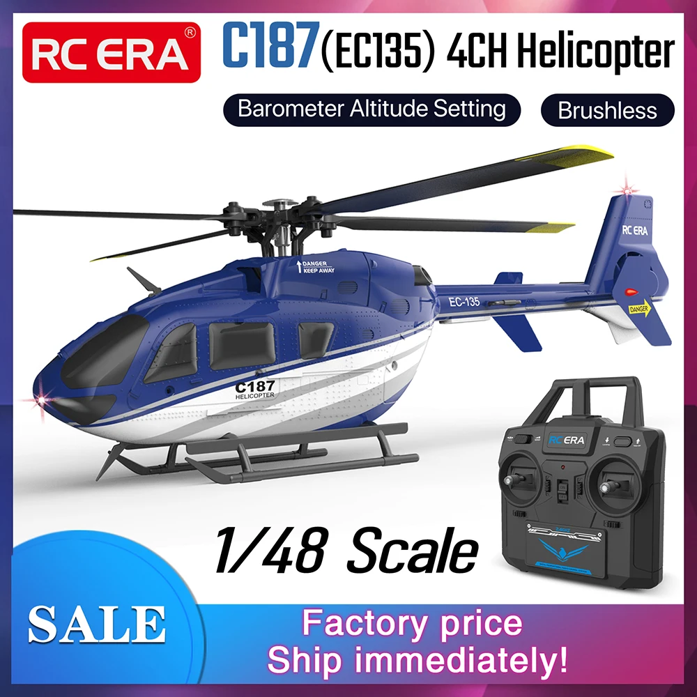 

RC ERA C187 Helicopter 4CH 1/48 Barometer Altitude Setting 15min Flight Brushless EC135 Plane