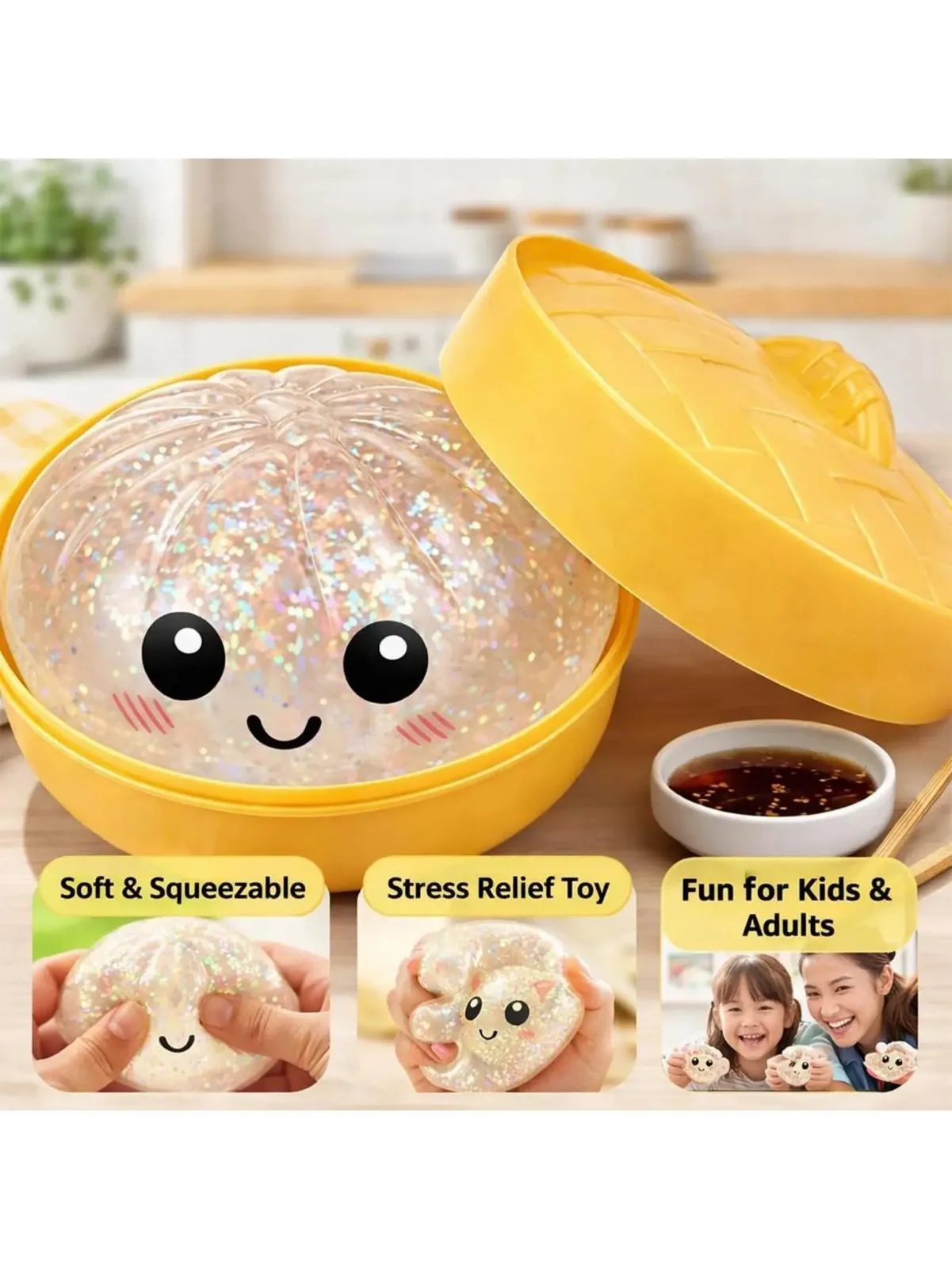 Glanzende Dumpling Kleurrijke Stressballen Paas Cadeaubox Vullers Rekbare Kantoorbureau Decoratieve Dumpling Mysterie Box - afbeelding 2