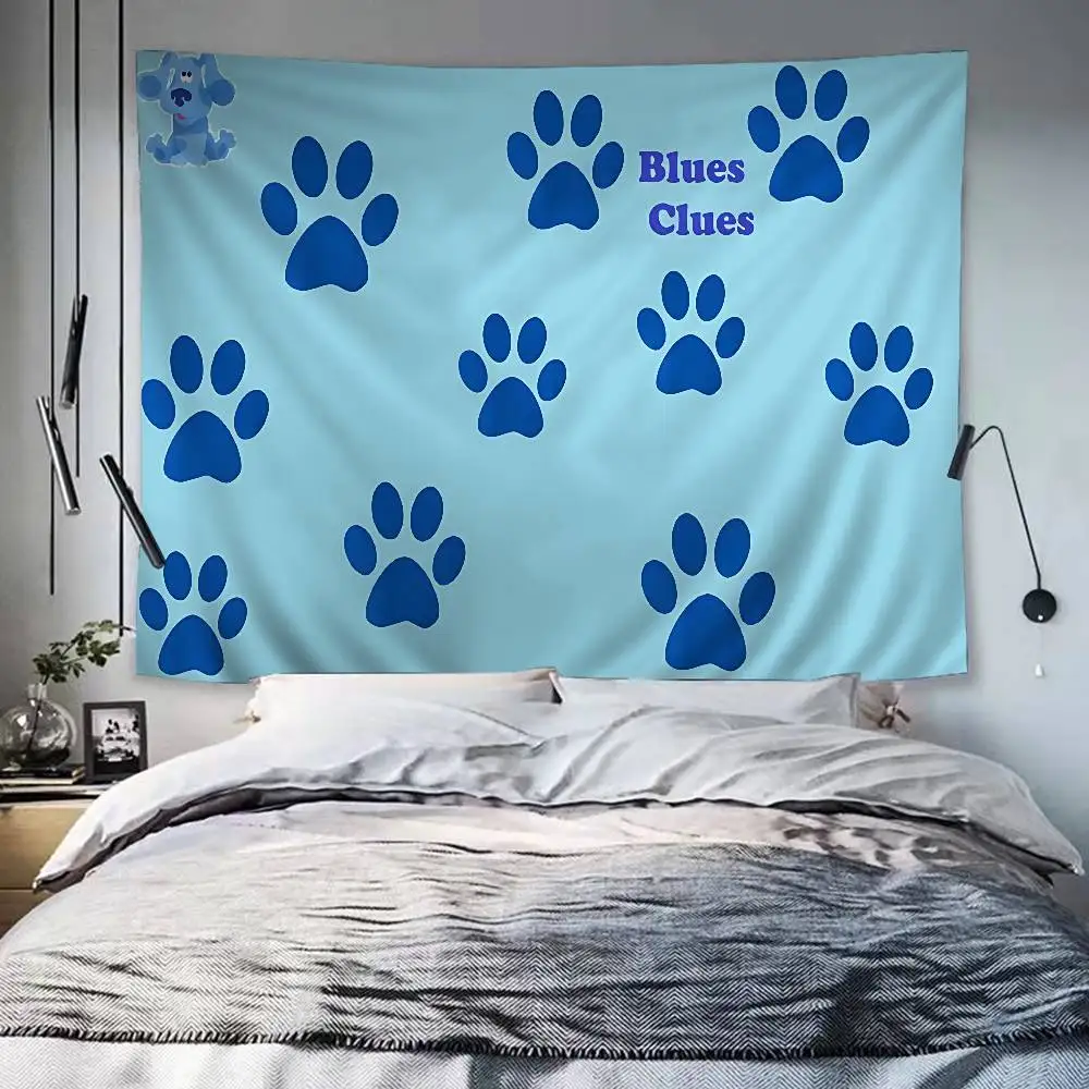 Blue Clues Cartoon Tapestry Art Science Fiction Room Home Decor Wall Hanging Sheets