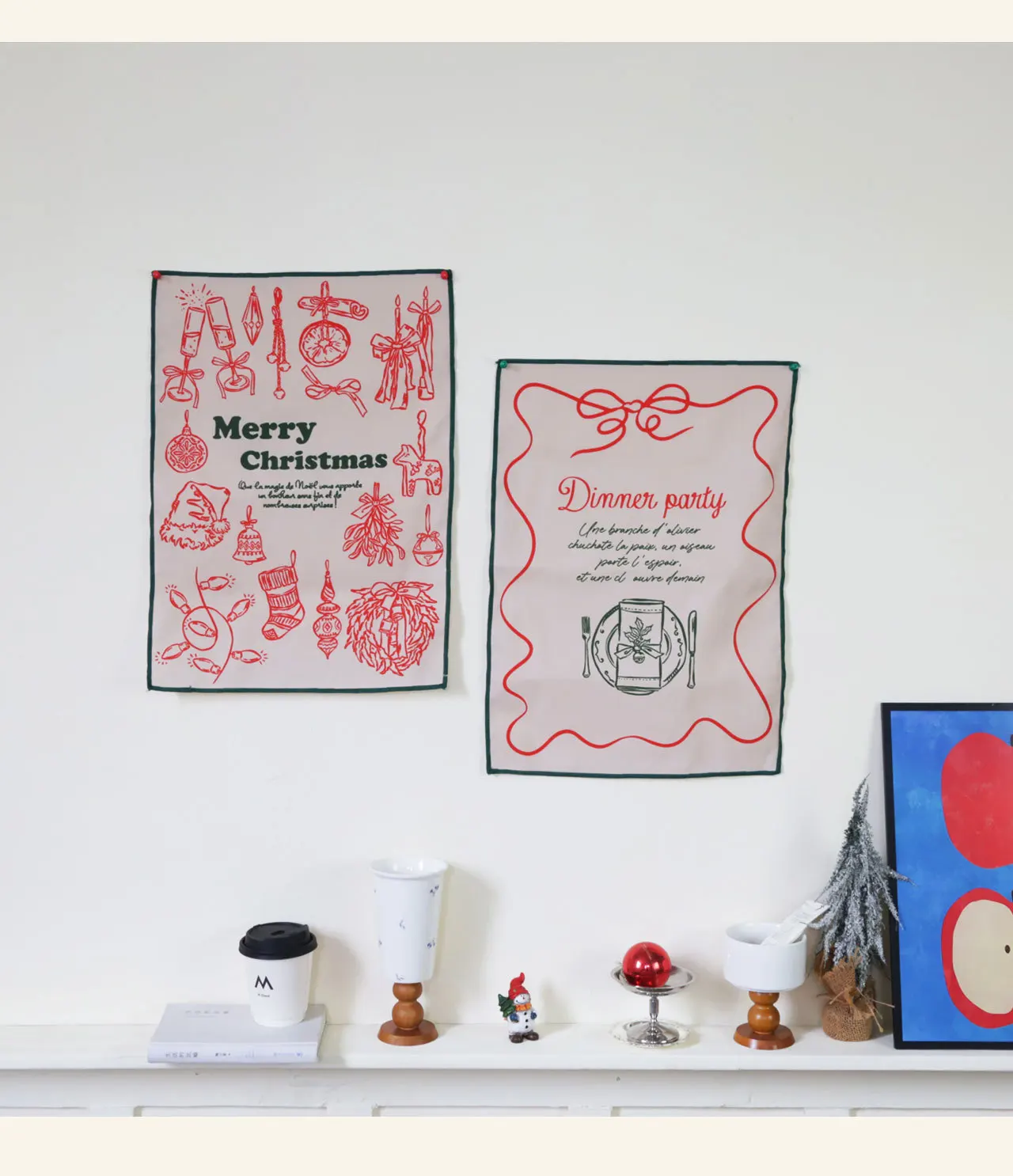 Korean Style Christmas Napkin Hanging Cloth Tablecloth Napkin Background Cover Cloth Home Decoration Shooting Prop