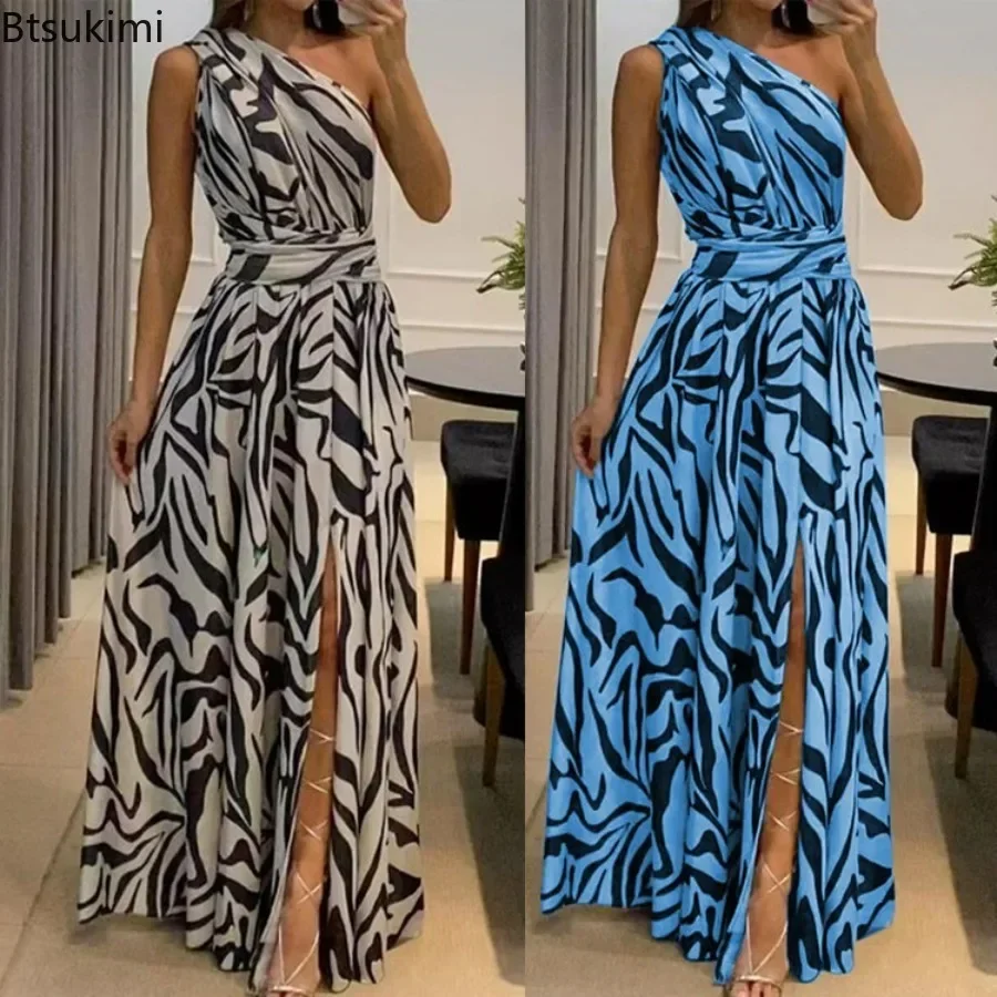 

New 2025 Women's Formal Occasion Dress One-shoulder Diagonal Collar Sexy Backless Inclined Shoulder A-line Evening Long Dress