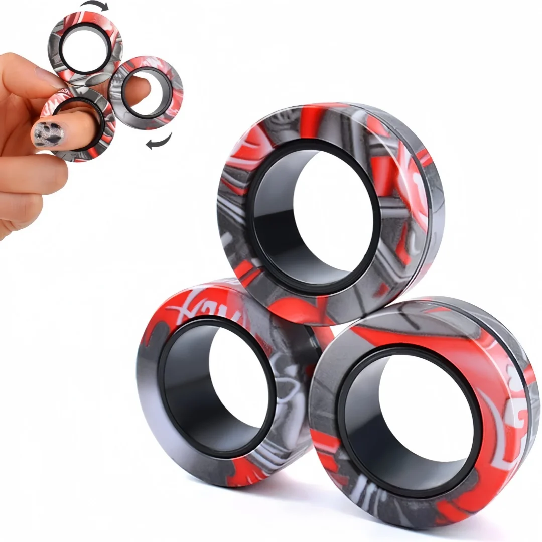 Anelli magnetici Set di giocattoli Fidget Magneti Fidget per adulti Anelli Spinner Fidgetpack Ottimo regalo per adulti Adolescenti Bambini (3 pezzi)