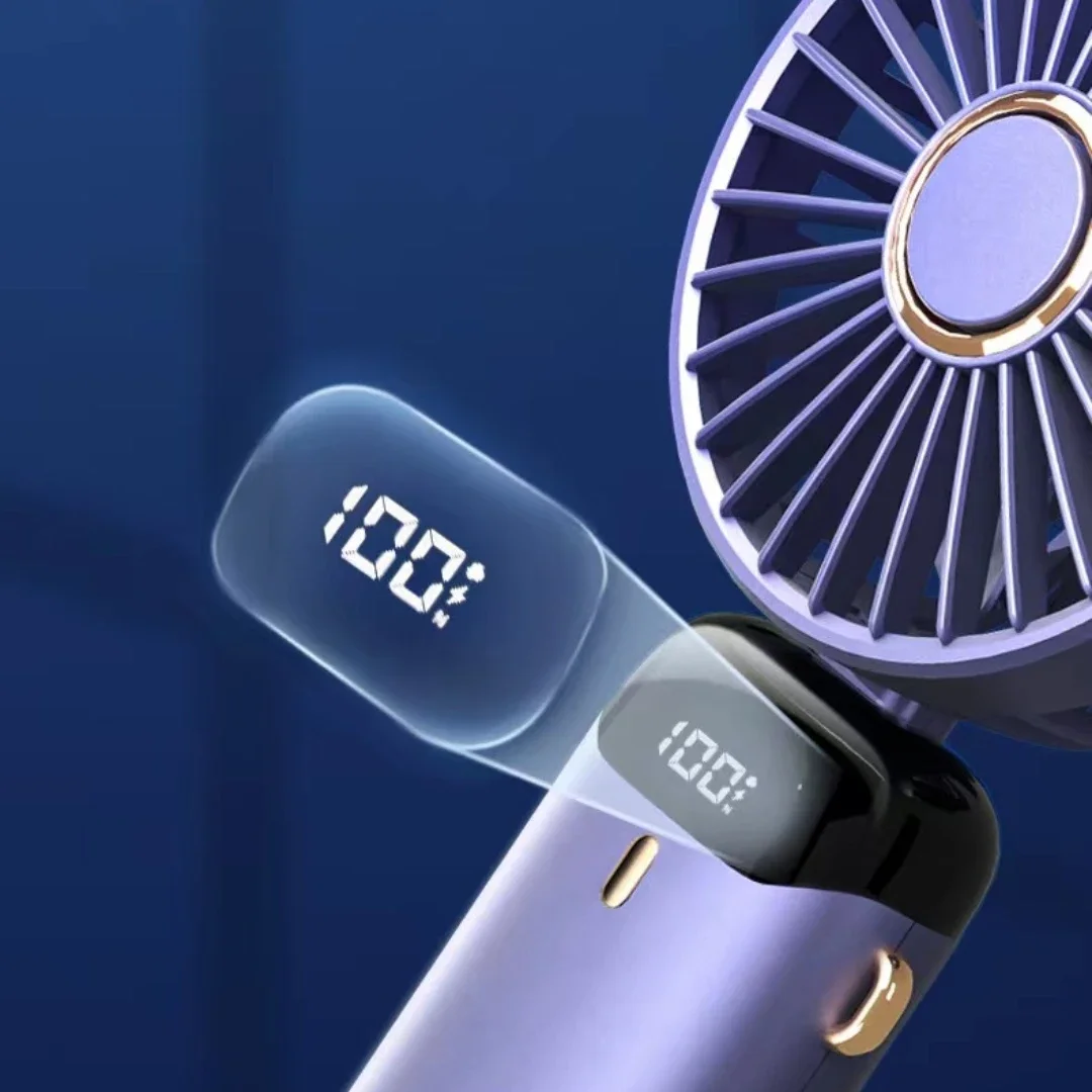 Portable Handheld Personal Rechargeable Fan LED Digital Display 90°Adjustable Rechargeable Fan , 5 Speed Wind Mini Aromatherapy