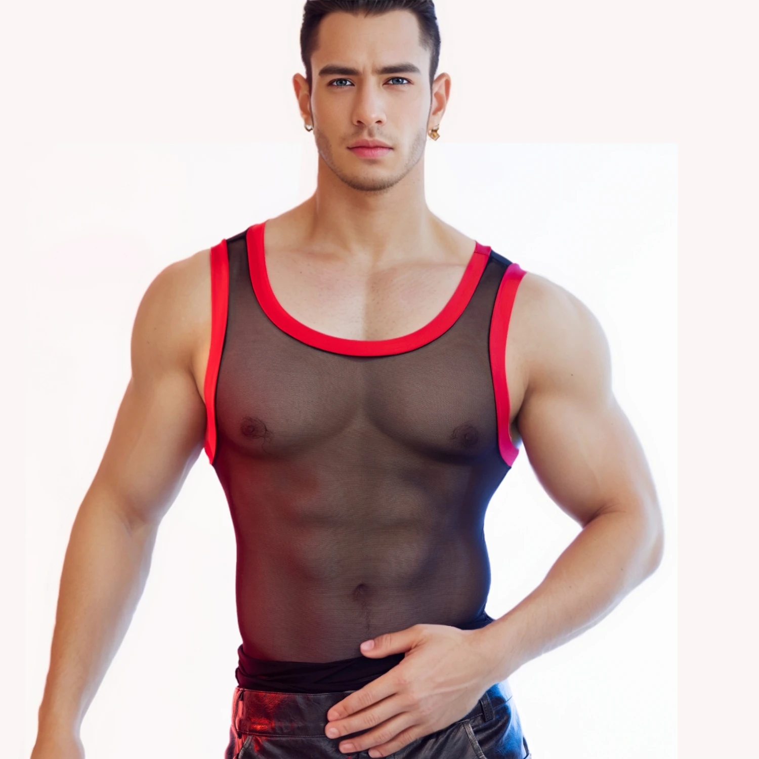 Men Sports Mesh Vest Summer Bodybuilding Fitness Muscle Singlet Slim Fit Breathable Stretchy Vest Male Sexy Fashion Casual Tank