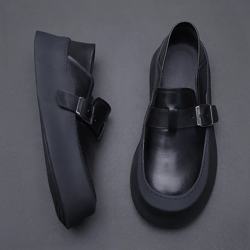 

2023 весенние новые мужские лоферы без шнуровки, кожаные дышащие удобные модные повседневные мужские туфли на толстой подошве