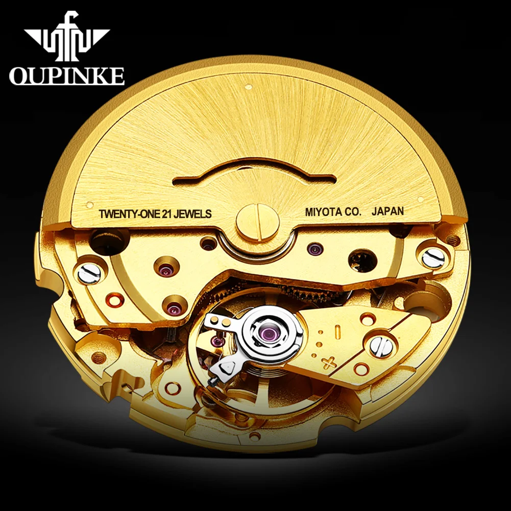 OUPINKE marque montre pour hommes entièrement automatique mécanique bracelet de peau affaires 3177
