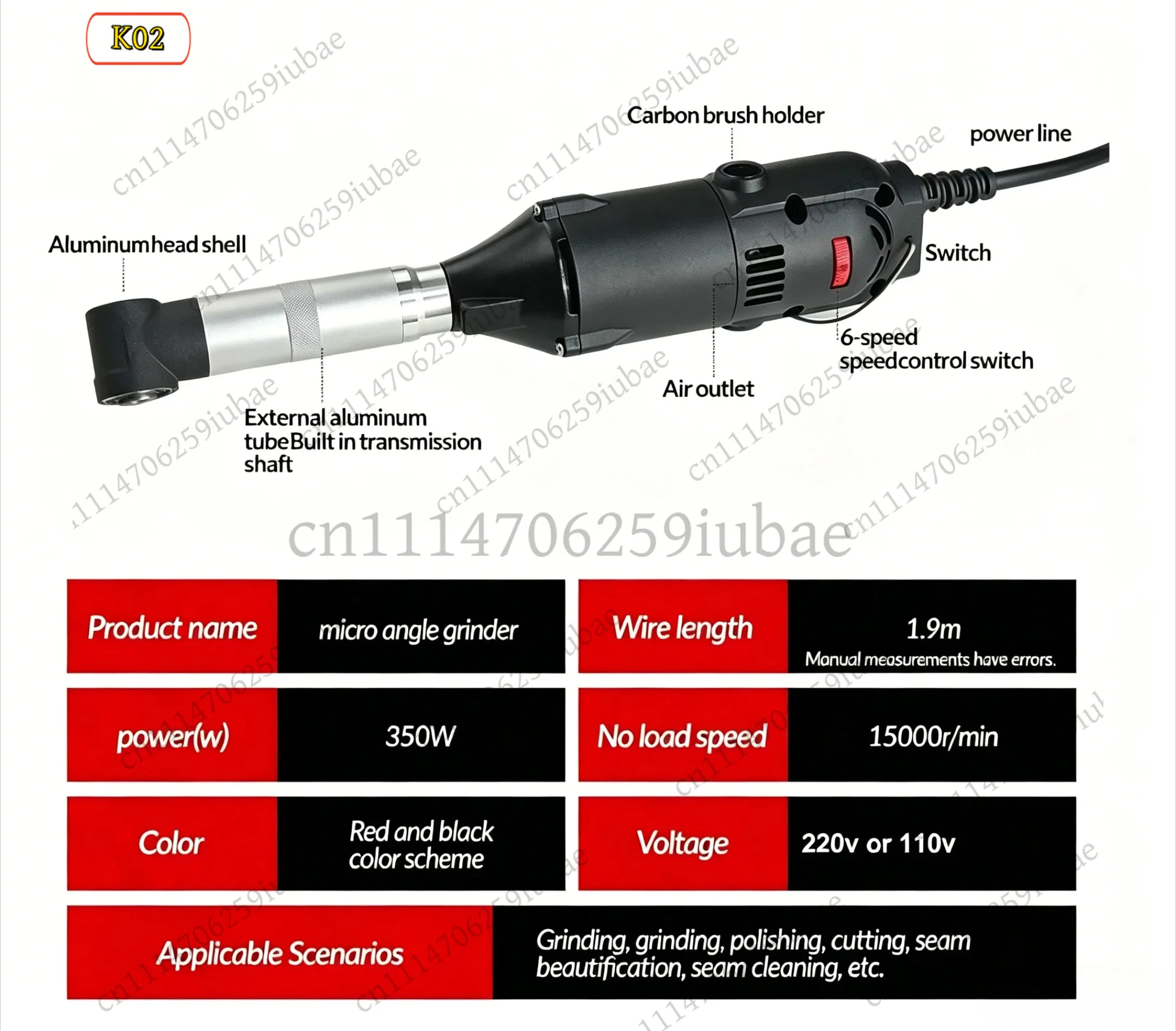 BK 90 Degree Electric Elbow Grinder Multifunction Mould Polishing Tile Seam Carving Grinding Tool