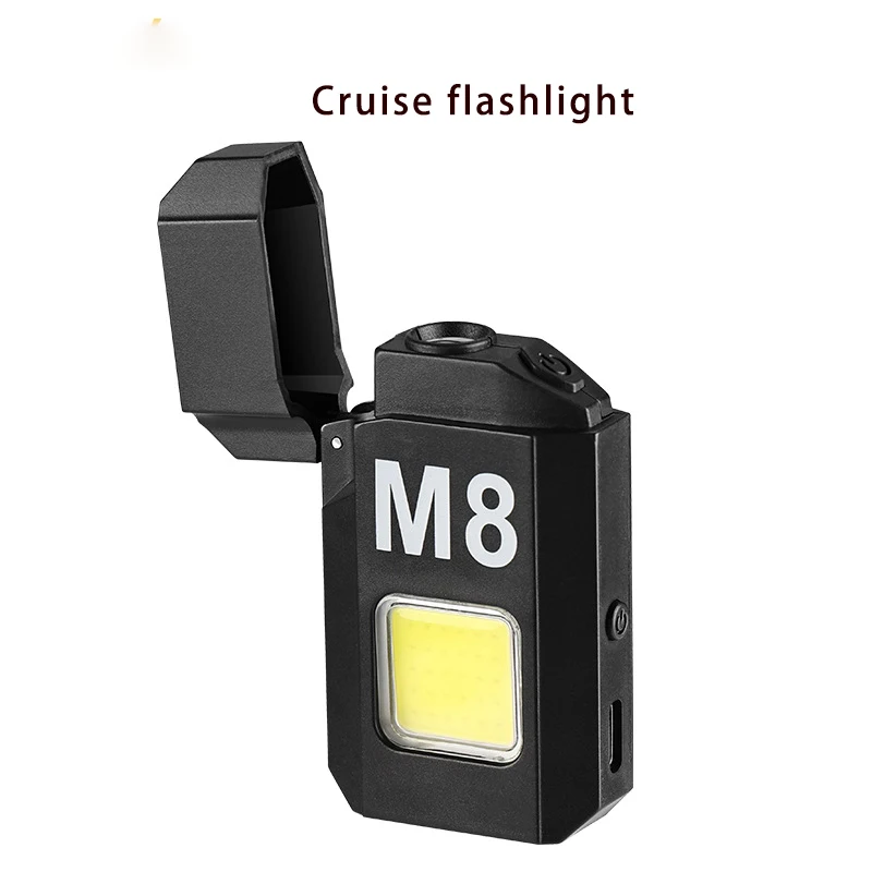 New multi-functional COB lighting portable mini strong light flashlight waterproof M8 arc charging lighter