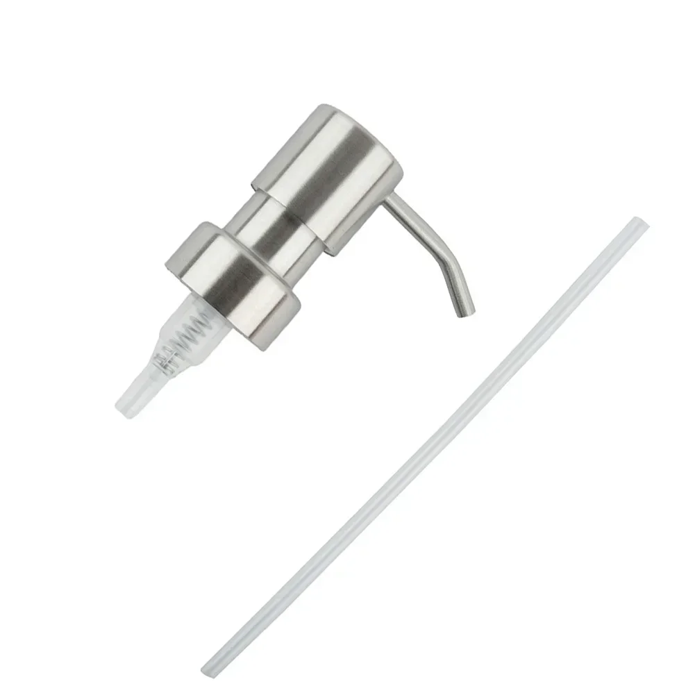 Dispensador de botellas con cabezal de prensa, tarro de mano, boquilla para loción líquida, champú, Gel de ducha, baño de acero inoxidable