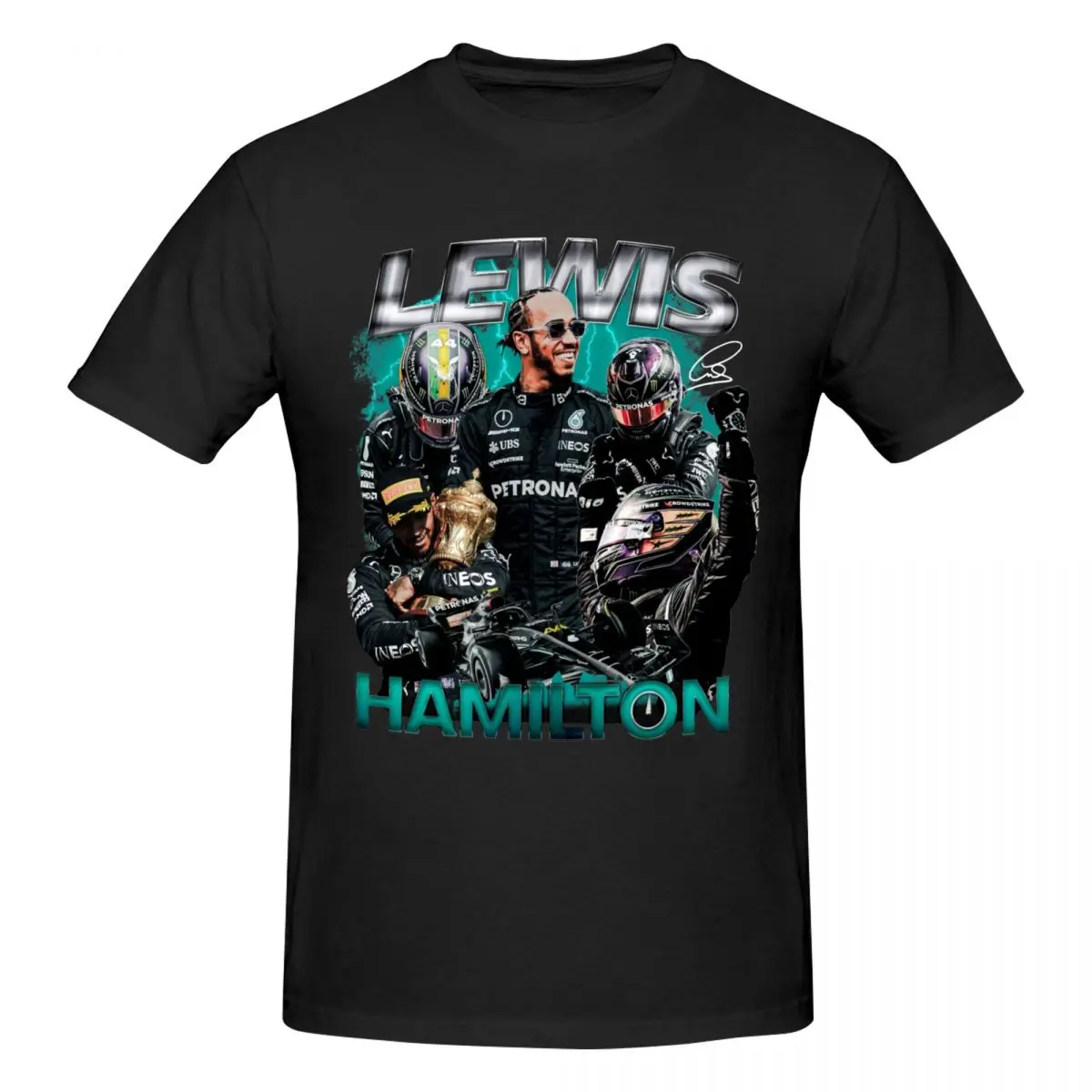 Men Lewis Hamilton Champion Retro T Shirt Streetwear Cotton Tshirt Men