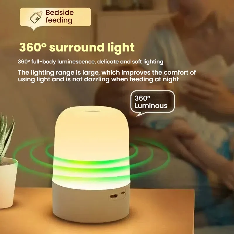 

USB Rechargeable Touch Sensor Night Lamp 3 Colors Dimmable LED Bedside Light Kids Room Decor Gift Idea for Birthday Christmas