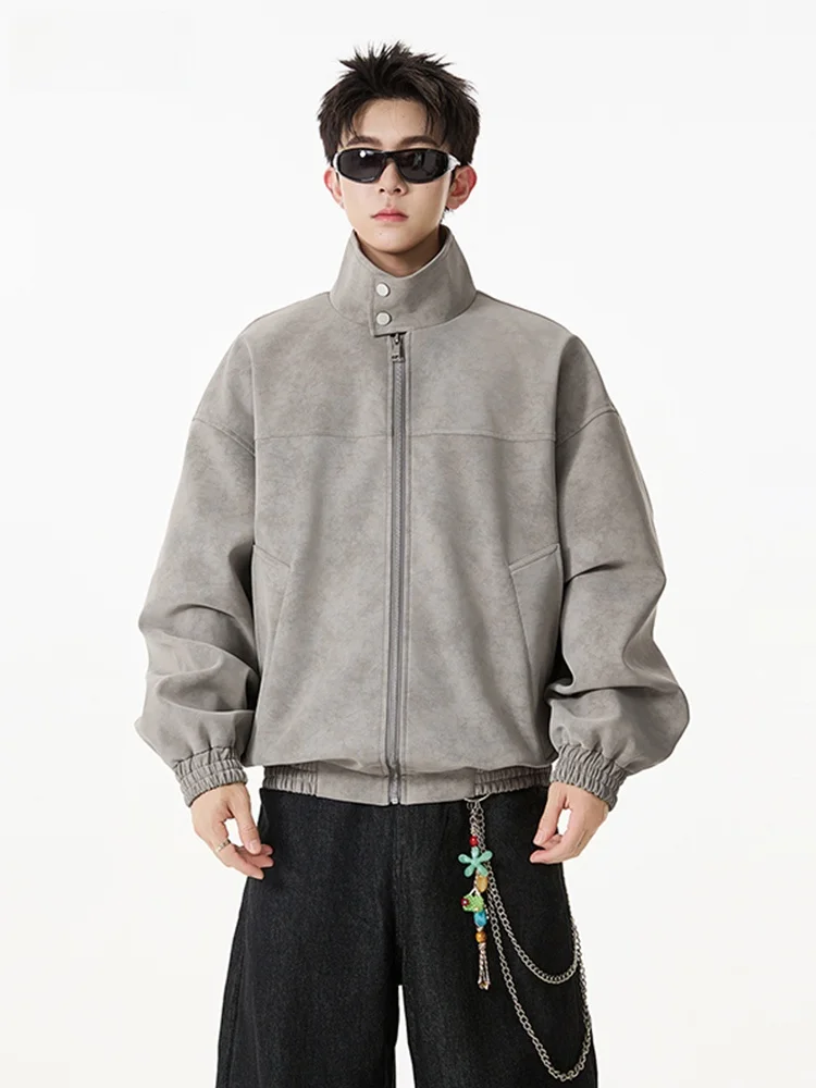 

Loose Casual American Sle PU Leather Flight Jaet Men's Spring Autumn New Sle Baseball orm Outerwear