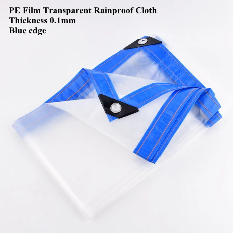 

Blue Edge Transparent Rainproof Cloth 0.1mm PE Film Waterproof Tarpaulin Greenhouse Succulent Plant Keep Warm Home Dust Cover