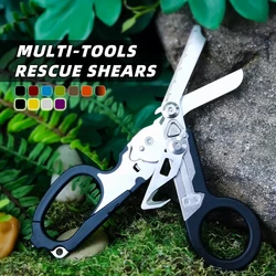 Multifunction Portable Emergency Shears with Lock Latch Tactical Stainless Steel Folding Scissors for Outdoor Survival Tool