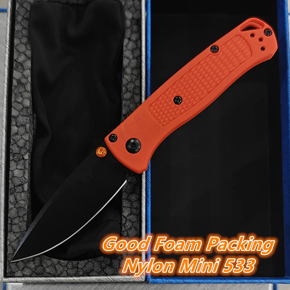 JUFULE Good Foam Cheap Bugout Mini 533 Nylon Fiber Handle Mark S30v Blade Folding Pocket Survival EDC Tool Camping Hunting Knife