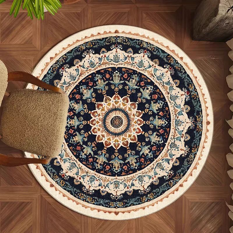 

Круглый ковер в американском стиле — мягкий моющийся противоскользящий напольный коврик для спальни, гостиной и гостиной, домашний декор в стиле ретро