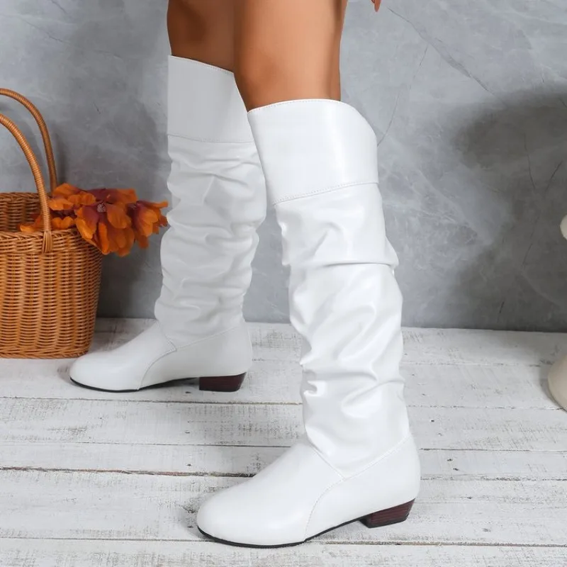 2026 Mid-Calf Boots Women Flat Shoes Spring Autumn Women High Boots Long Western Cowboy Boots Women Footwear Large size 36 - 43