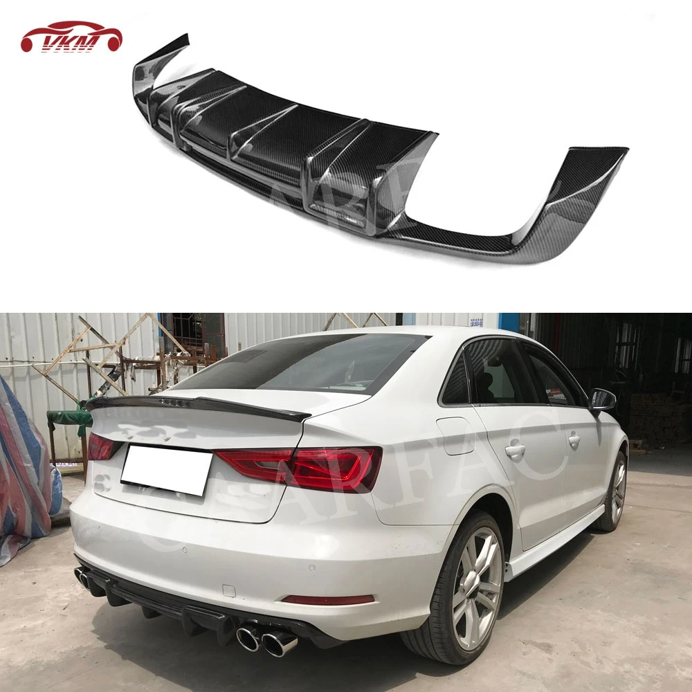 

Carbon Fiber Rear Lip Diffuser for Audi A3 Sline S3 Sedan 4 Door Not Standard 2014-2016 Car Fins Shark Style Bumper Guard