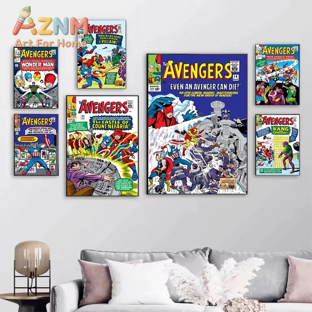 AZNM The Avengers #10 The Avengers Break Up Comic Canvas Wall Art No Frame Vintage Superhero Print Poster Home Wall Decor