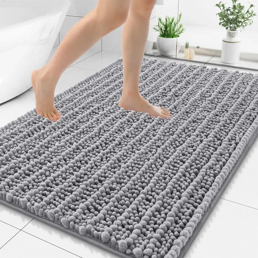 

Bathroom Rugs Mat 48x32, Extra Soft Absorbent Chenille Bath Rugs, Non Slip Rubber Backing Machine Washable Quick Dry Bath Mats f