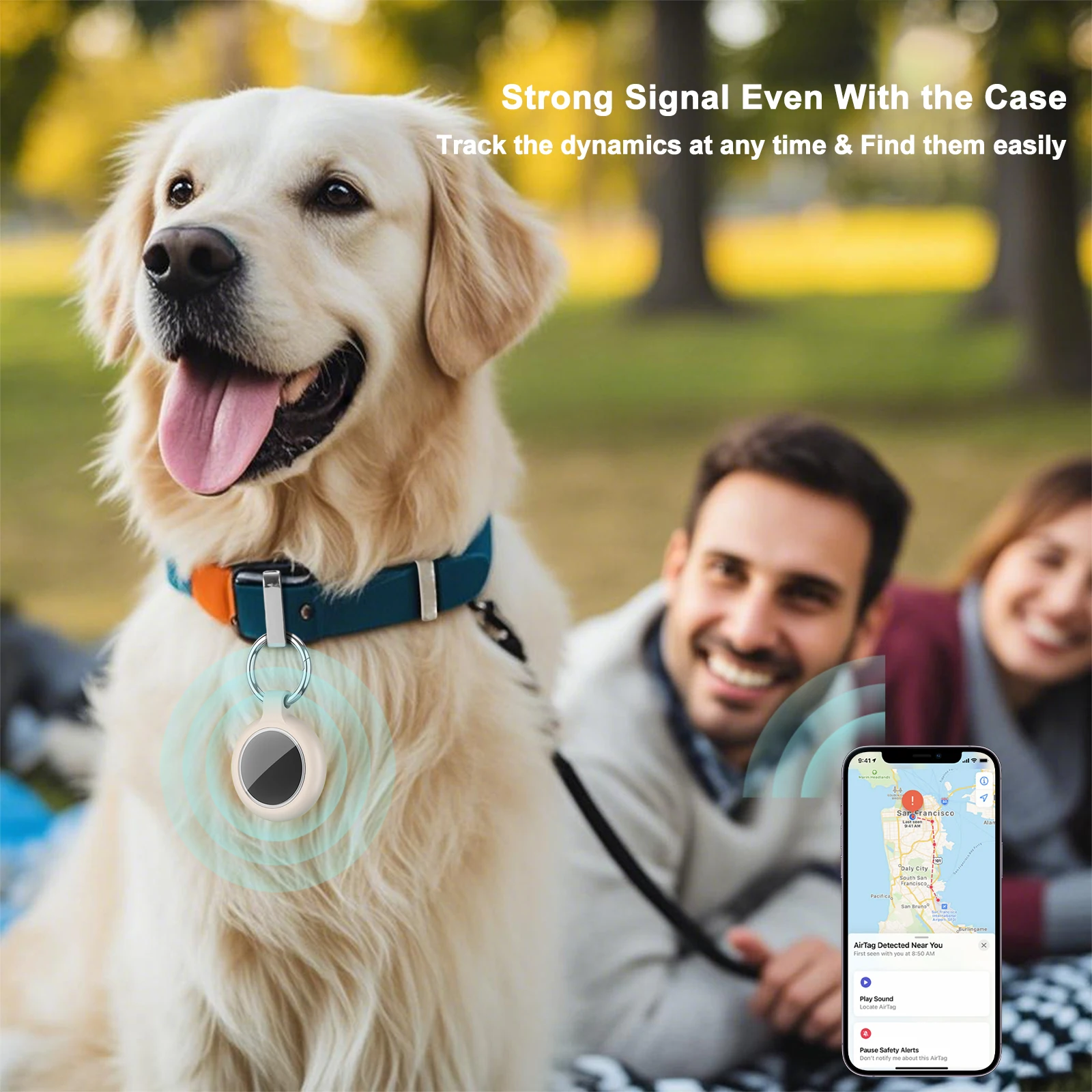 Wasserdichte Hülle für Apple Airtag Halter Schlüsselanhänger mit Anti-Verlust-Schlüsselring Harte TPU AirTag-Hülle für Schlüssel, Tasche, Haustierhalsband, Koffer – Detail 7