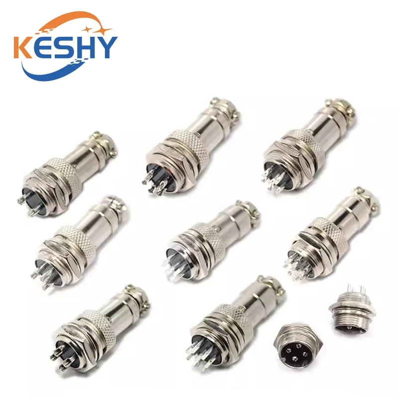 GX12 GX16 GX20 2/3/4/5/6/7/8/9/10/12 Pin Male Female Butting Wire Cable Circular Aviator Aviation Socket Plug Panel Connector
