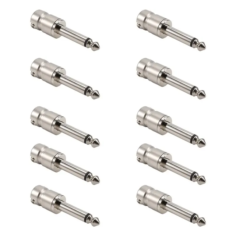 10Pc 6.35Mm For TS Mini Short Barrelful Zinc Alloy Jack Plug - Screw Lock,For Guitar Pedal Patch Cable,HIFI Audio