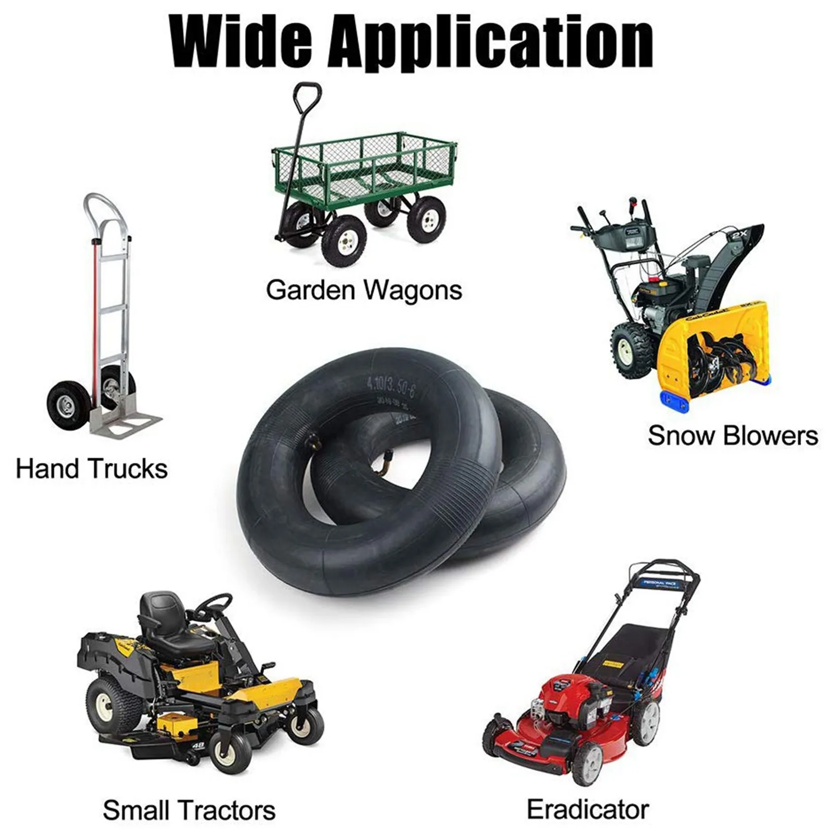 ABKJ-4X 4.10/3.50-6 Or 4.00-6 Replacement Inner Tube For Wheelbarrows Snow Blowers, Wagons, Carts, Hand Trucks, Lawn Mowers