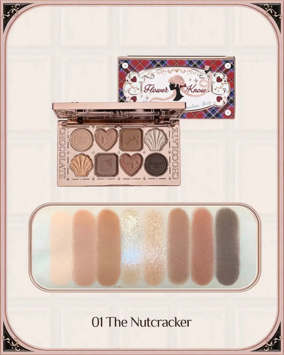 Flower Knows Chocolate Wonder-Shop 8-Farben-Lidschatten-Palette, matt, schimmernd, wasserfest, hochpigmentiertes, langanhaltendes Make-up – Detail 4