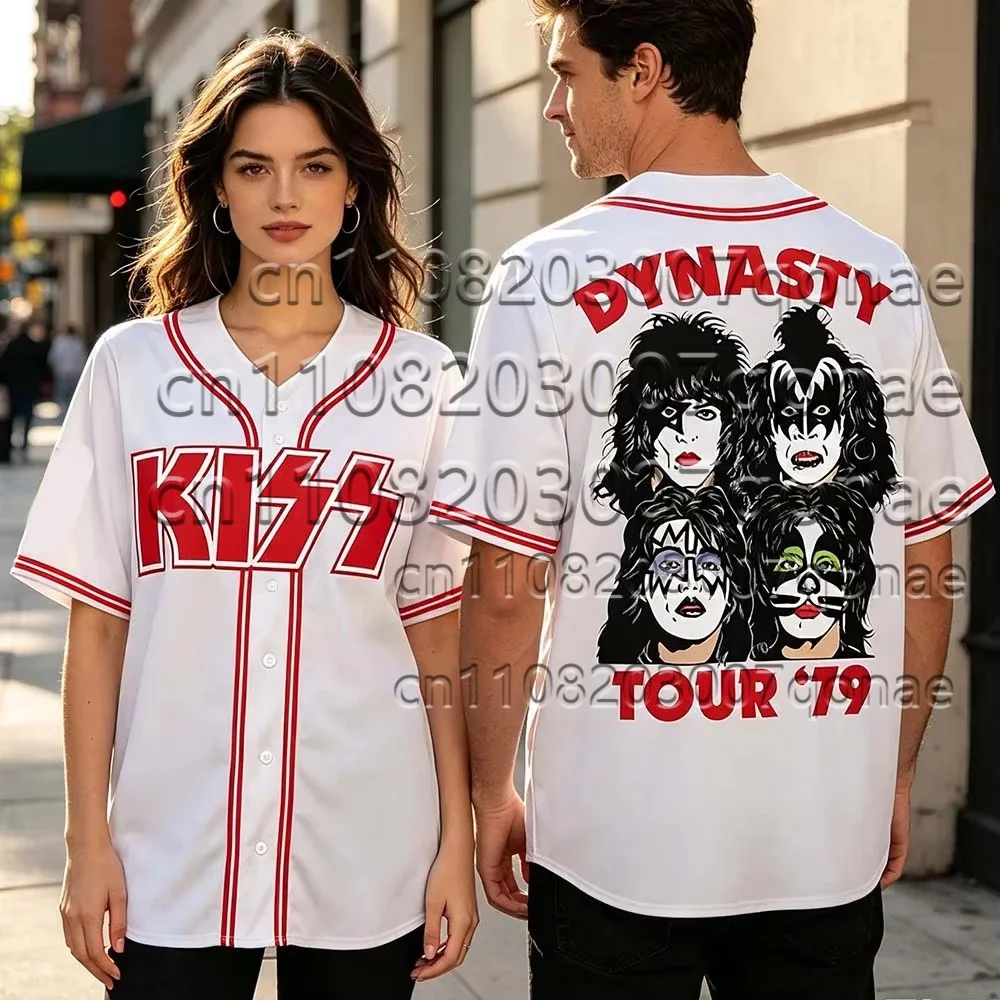 Dynasty Tour 79’ Baseball Jersey Unisex Streetwear Band Kiss Heavy Mental Shirts Button-down Men Women T-shirts Summer Print Top