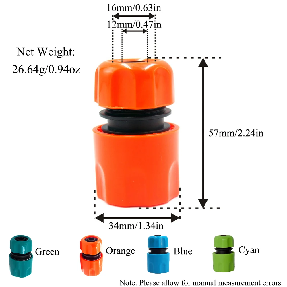 Plastic 1/2'' Hose Quick Coupling Quick-Connect Hose Coupling for Garden Irrigation Water Quick Connector