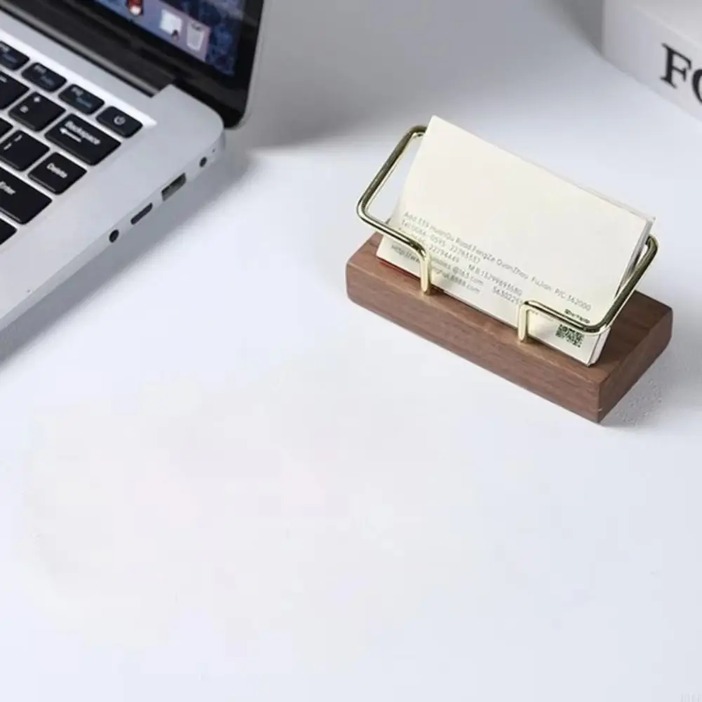 

Tabletop Shelf Business Card Holder Walnut Wood Beech Wood Cards Display Stand Card Storage Metal Wooden Card Holder Manager